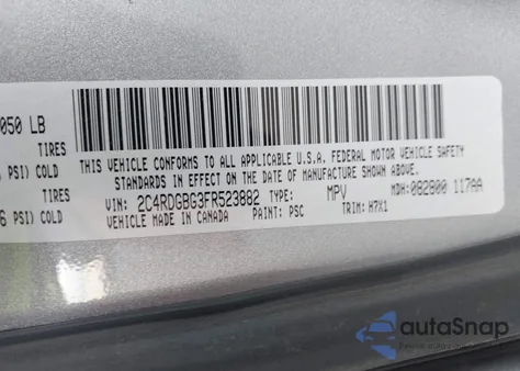 2015 Dodge Grand Caravan Se из США, поврежденный, VIN 2C4RDGBG3FR523882